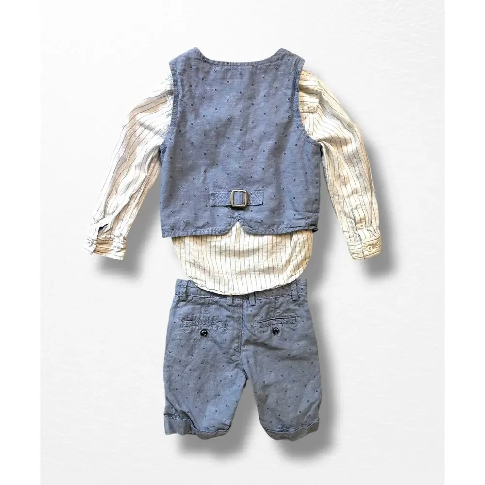 Boboli 3 Piece Linen Blend Shorts Set, Size 4